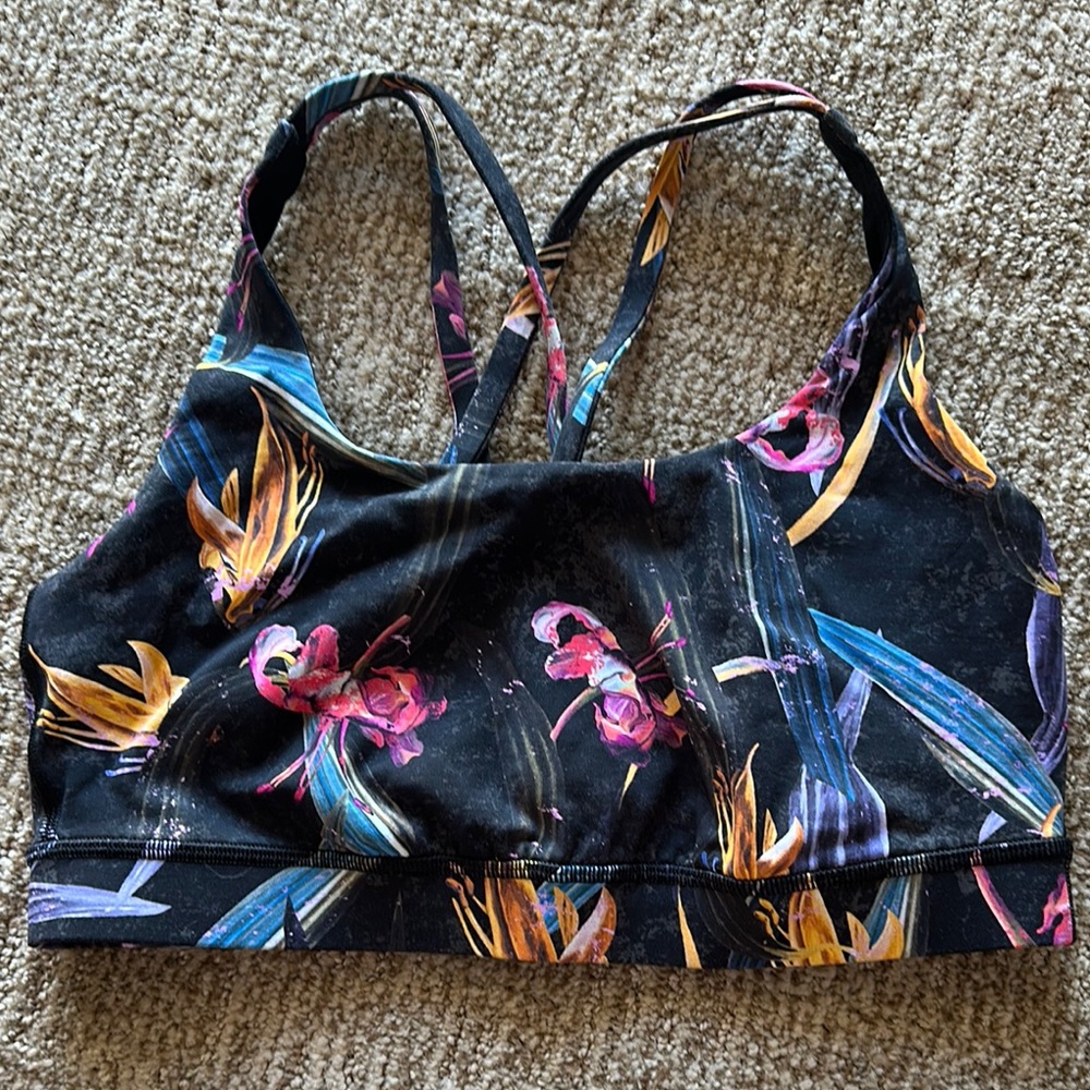 Lululemon Athletica Floral Sports Bra - Black, Pink, Blue, Yellow